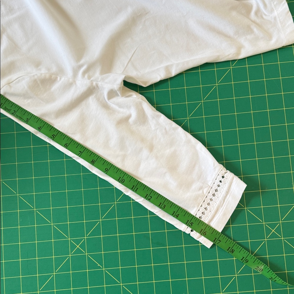 Appleseed's White 3/4 Sleeve Top with Crochet Detail at neck and sleeve, PM - Picture 11 of 11